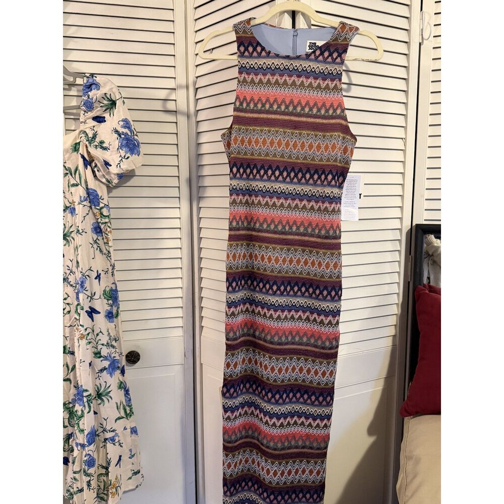 The Good Journey Sleeveless Crocheted Midi Dress in the "Purple Multi" SMALL